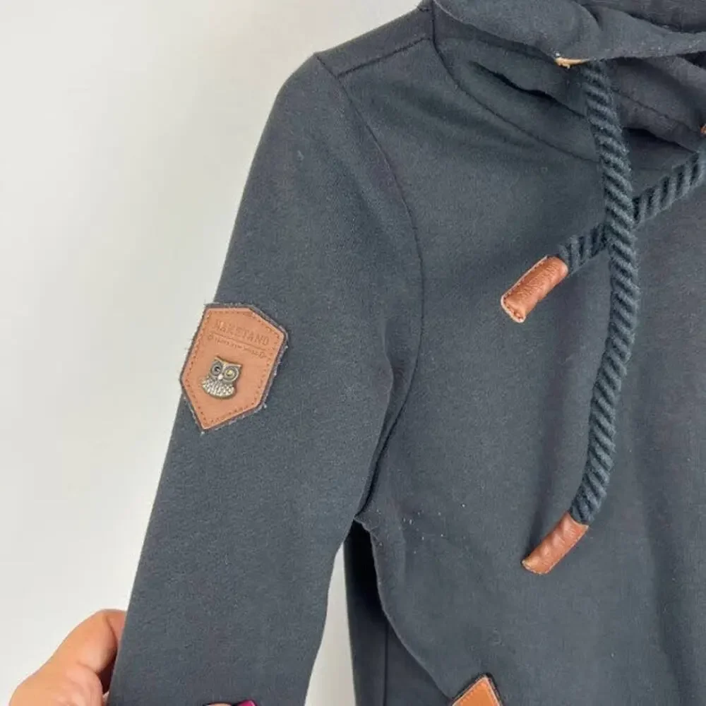 Naketano Black Athletic high neck hoodie pull over sweatshirt size small